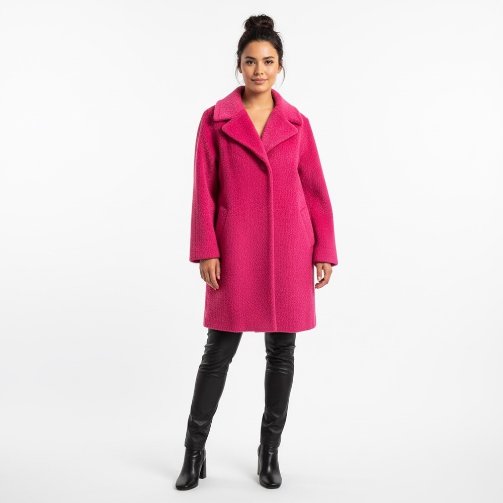 RARE Lilli Ann Paris Vintage Womens Stamement Coat Size Lg 1950s Mohair Fuscia